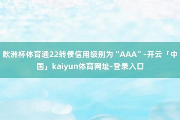 欧洲杯体育通22转债信用级别为“AAA”-开云「中国」kaiyun体育网址-登录入口