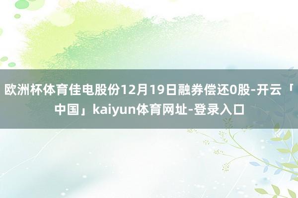 欧洲杯体育佳电股份12月19日融券偿还0股-开云「中国」kaiyun体育网址-登录入口