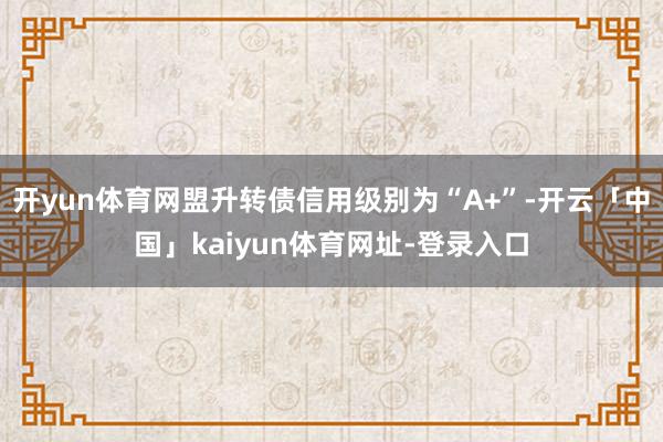 开yun体育网盟升转债信用级别为“A+”-开云「中国」kaiyun体育网址-登录入口